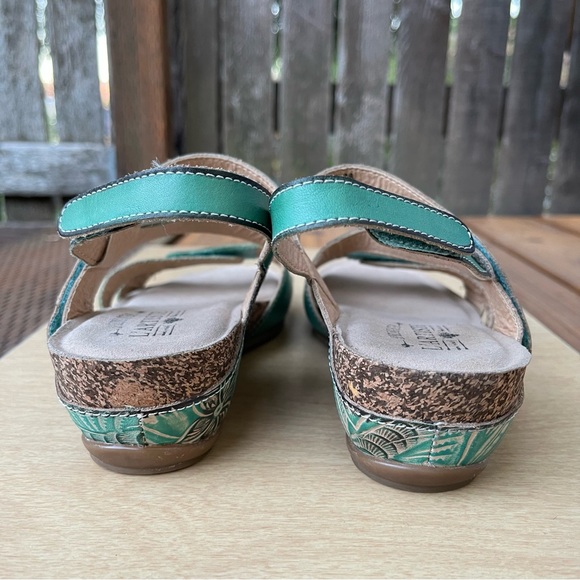 L’ Artiste By Spring Step Quilana Sandals in Turquoise Green Sz 38 EU/ 7.5-8 US - Picture 7 of 16